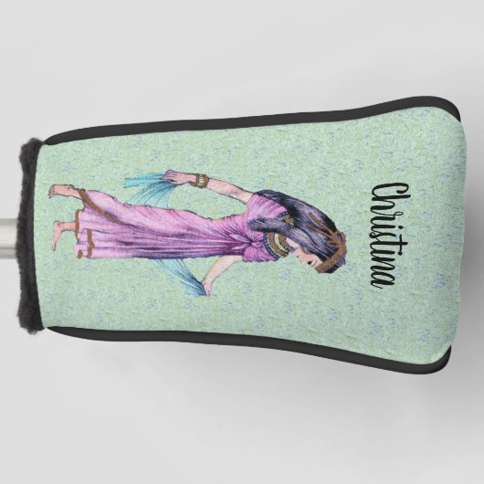 Couvre-club De Golf Élégante dame d'Egypte Robe violette vert (Devant)