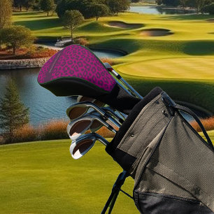 Couvre-club De Golf Empreinte de léopard-Magenta