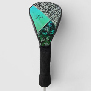 Couvre-club De Golf Empreinte de léopard Tropical Turquoise
