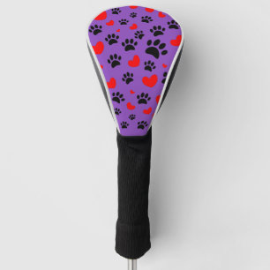 Couvre-club De Golf Empreintes de pattes De Chiens Aléatoires Et Coeur