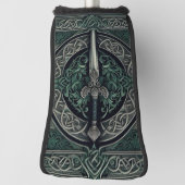 Couvre-club De Golf Épée Celtique verte et argentée (Tourné à 90°)