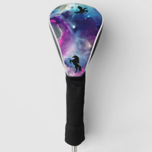Couvre-club De Golf Espace Imaginaire Nebula Unicorn Dragon bleu rose