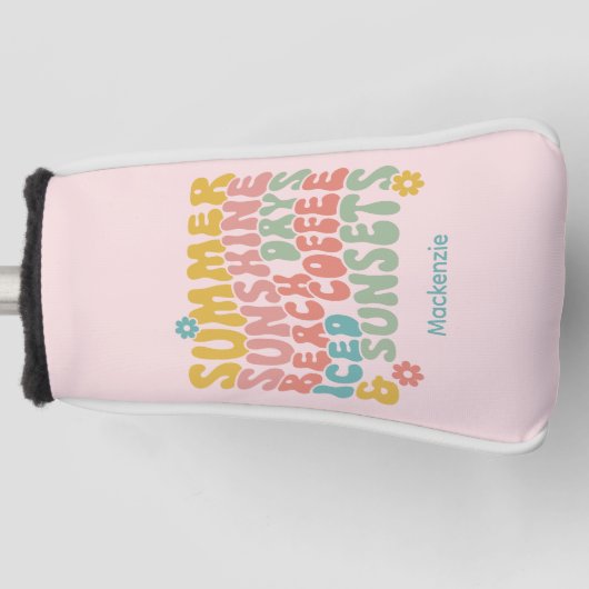 Couvre-club De Golf Été Super Rétro Monogramme rose Nom Bagage (Devant)