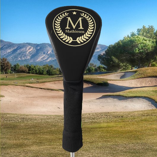 Couvre-club De Golf Étoile de feuille de laurier de monogramme