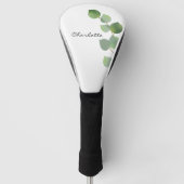 Couvre-club De Golf Eucalyptus vert nom blanc script (Devant)