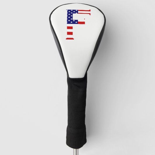 Couvre-club De Golf F Monogramme superposé sur le dccnt drapeau améric (Devant)