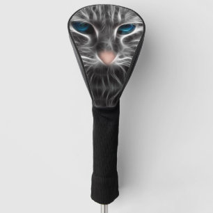 Couvre-club De Golf Face de chat bleu magnifique