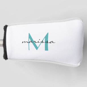 Couvre-club De Golf Femme personnalisée Nom Turquoise Monogramme Putt