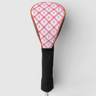 Couvre-club De Golf Fille Motif rose et rouge avec initiales