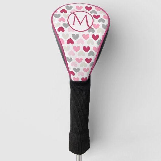 Couvre-club De Golf Fille rose amour coeur Monogramme personnalisé (Devant)