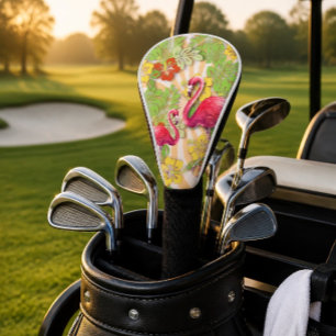 Couvre-club De Golf Flamant Rose et Fleurs Abstrait Coloré