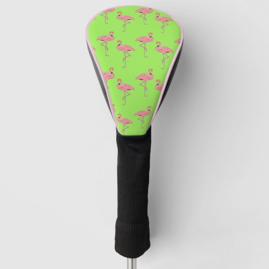 Couvre-club De Golf Flamant rose Tropical Motif rose vert (Devant)