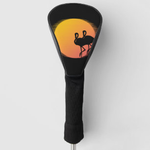 Couvre-club De Golf Flamants roses couchés de soleil