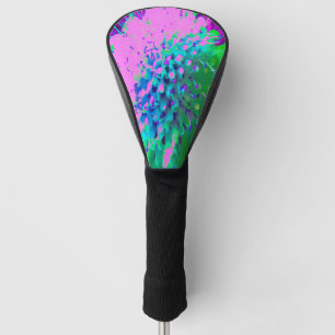 Couvre-club De Golf Fleur Abstraite de Magenta et de Lime