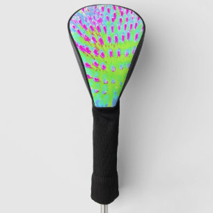 Couvre-club De Golf Fleur de cône Abstrait verte et violette de chaux