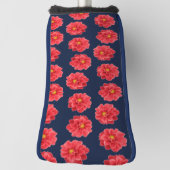 Couvre-club De Golf Fleur de dahlia rose en bleu (Tourné à 90°)