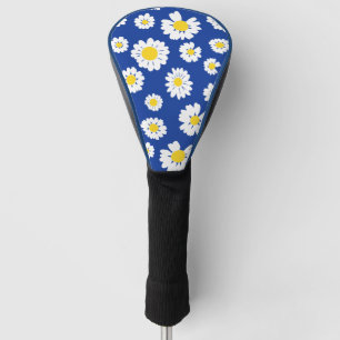 Couvre-club De Golf Fleur de marguerite jaune sur bleu