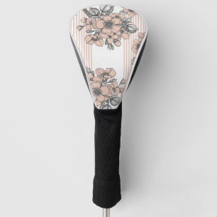 Couvre-club De Golf Fleur de toile rayée oiseau vintage (1)