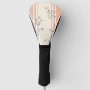 Couvre-club De Golf Fleur de toile rayée oiseau vintage (14)