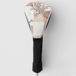 Couvre-club De Golf Fleur de toile rayée oiseau vintage (5)
