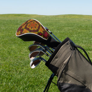 Couvre-club De Golf Fleur fractale dans les teintes d'automne