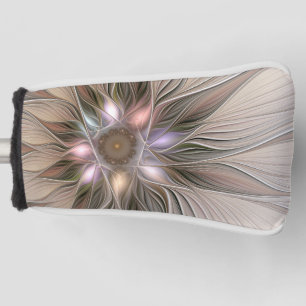 Couvre-club De Golf Fleur joyeuse Abstrait Beige Brun Floral Fractale