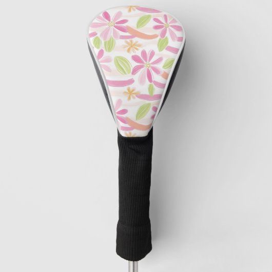Couvre-club De Golf Fleur pastel rétro (2) (Devant)