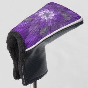 Couvre-club De Golf Fleur Violette Psychedélique Art Fractal Abstrait