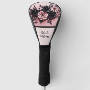 Couvre-club De Golf Fleurs 3D Noires Vierges Noires Vierges