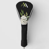 Couvre-club De Golf Fleurs blanches doux et élégantes Monogramme perso (Devant)