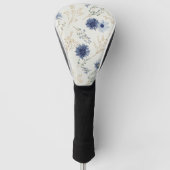 Couvre-club De Golf Fleurs Crème Bleue (Devant)