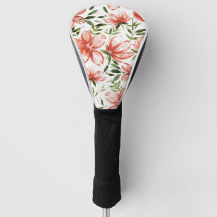 Couvre-club De Golf Fleurs d'aquarelle rouge