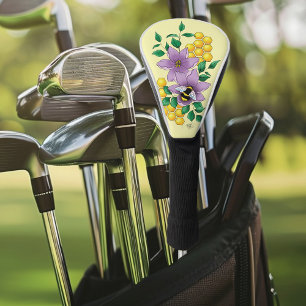 Couvre-club De Golf Fleurs de lavande de bourdon Jaune