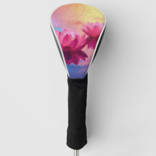 Couvre-club De Golf Fleurs de Lotus Abstraites colorées