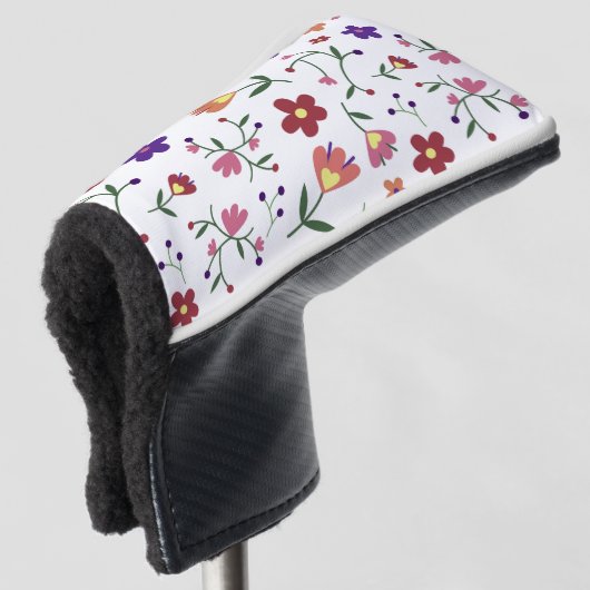 Couvre-club De Golf fleurs de motif- (Devant 3/4)
