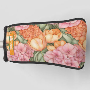 Couvre-club De Golf Fleurs de tulipes orange et rose personnalisées