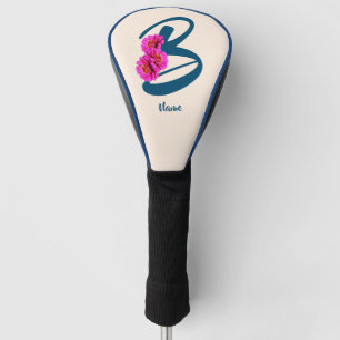 Couvre-club De Golf Fleurs de Zinnia Monogramme Initiale B Personnalis