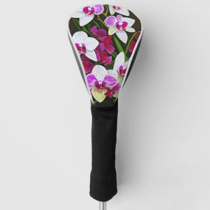 Couvre-club De Golf Fleurs d'orchidées blanches et roses