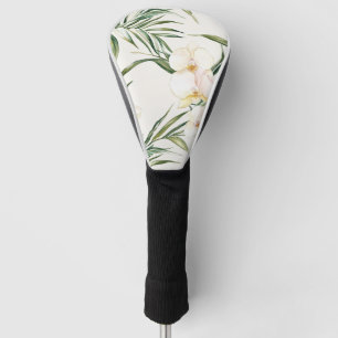 Couvre-club De Golf Fleurs d'orchidées blanches tropicales