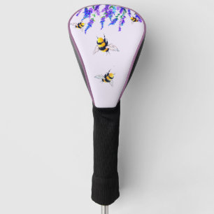 Couvre-club De Golf Fleurs et Abeilles volantes Tête de golf Couvertur