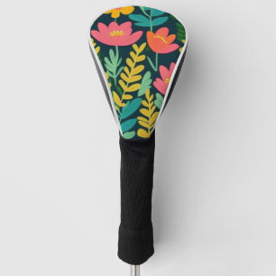 Couvre-club De Golf Fleurs feuilles design coloré