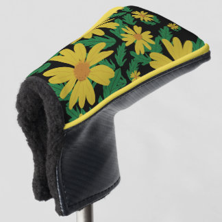 Couvre-club De Golf Fleurs marguerites jaunes avec feuilles verts