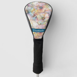 Couvre-club De Golf Fleurs personnalisées à l'encre alcoolique pastel