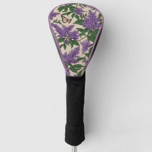 Couvre-club De Golf Fleurs pourpres et papillons