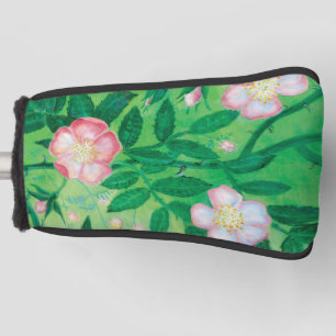 Couvre-club De Golf Fleurs Roses roses et Feuilles verts illustrations