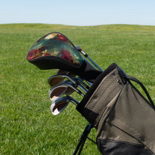 Couvre-club De Golf Fleurs rouges blanches vertes
