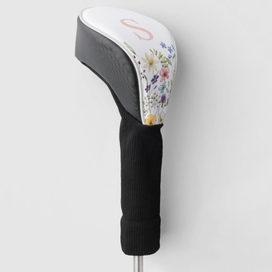 Couvre-club De Golf Floral rose monogramme (Incliné)