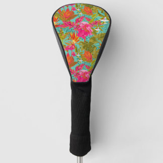 Couvre-club de golf floral tropical de serre tache