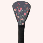 Couvre-club De Golf Flore foncé<br><div class="desc">Art bohème moderne. Joli boho lâche peinture florale rose sur un arrière - plan gris foncé. Art original de Nic Squirrell.</div>