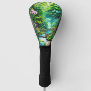 Couvre-club De Golf Forêt tropicale humide avec arbres et fleurs